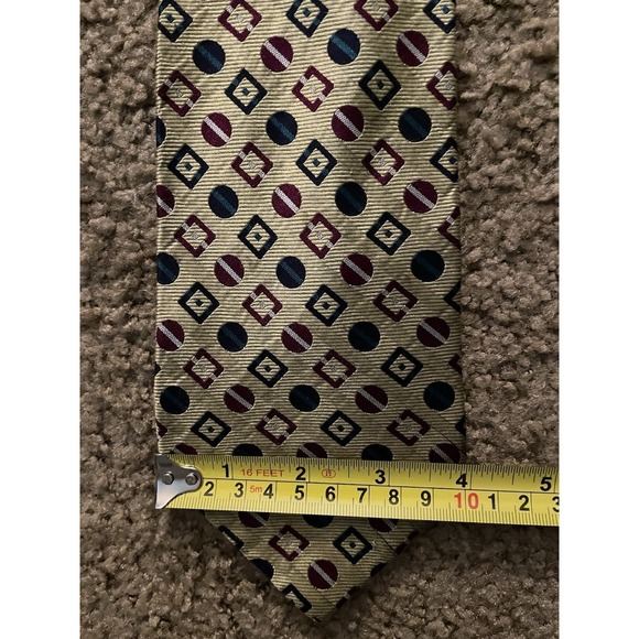 Priatti Neckwear Tie Gold Green Purple Diamond Circle AOP Pattern 100% Silk JBHS - Picture 4 of 4
